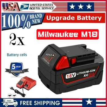 18V 9.0 Ah/12.0 Ah Milwaukee M18 baterija 48-11-1815 48-11-1850 2604-22 2604-20 2708-22 2607-22 M18B2 M18B4 elektrinių Įrankių Baterijų