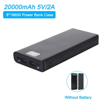 20000mAh Galia Banko Atveju 8 x 18650 Baterijos Laikymo Dėžutė Baterijų Laikiklis Shell Dual USB C Tipo Micro USB Sąsaja, Skirtą išmaniesiems telefonams