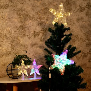 Baterija Star Naktį Šviesos Penkerių-pažymėjo Lempos Kalėdų Eglutė Viršuje Kalėdos Šalis Vestuvių Pasakų Kambario Lauko Girlianda Apdaila