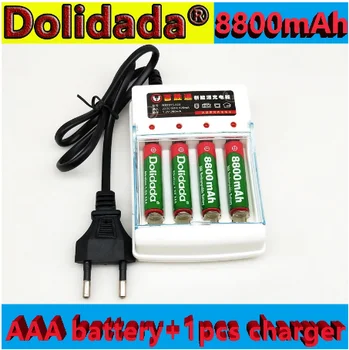 Batterie įkraunamos AAA 1,5 V 8800mAh, supilkite télécommande, lampe jouet + 1 chargeur à 4 cellules, nouveauté