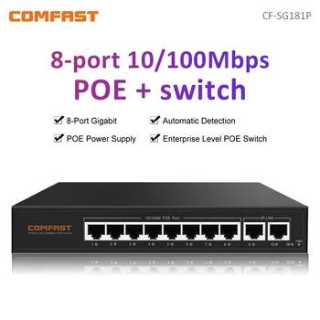 Comfast CF-SG181P 10 Port Gigabit Ethernet POE Switch Pažangi Maitinimo Didelės Galios 20Gbps Backplane Pralaidumo Stebėjimo