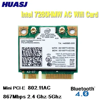 Dviejų dažnių Belaidžio Wifi Korta Intel 7260 7260HMW Vidutinio Mini PCI-E 2.4 G / 5 ghz 1200M BT 4.0 