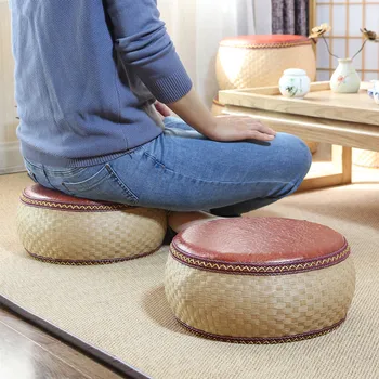 Japonijos šiaudelių, austi futonas pagalvėlė sutirštės tatamio kilimėlis meditacija kilimėlis apskrito namų baldai, taburetės
