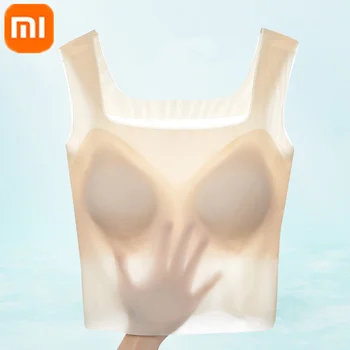 Naujas Xiaomi-Ultra plonas Ledas Šilko Undershirt Moterų Vidinį Su Krūtinės Mygtukai Liemenėlė Pavasarį Ir Vasarą Besiūlių vientisi Apatiniai Ne