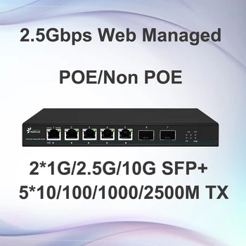 Smart Web Valdomi 5 Uostuose 2.5 Gb su 2*10G SFP+ Uplink POE/ Ne POE Switch 5 *2.5 Gb+2*10G SFP už WiFi6 Ryšys