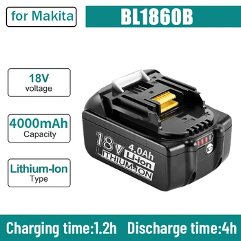 100% Originalus 18V 4000mAh Įkrovimo Galia Įrankiai Baterija su LED Li-ion Pakeitimo LXT BL1860B BL1860 BL1850
