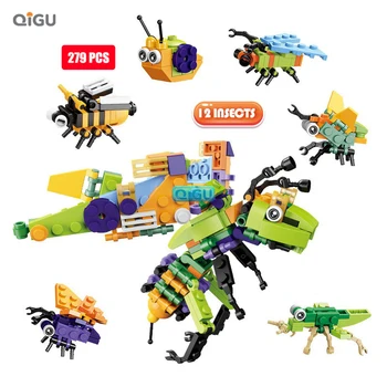 12in1 279PCS Vabzdžių, Gyvūnų Mech Transformacijos Robotas Klasikinis Rinkinys Statyba Blokai, Plytos Švietimo Žaislai Vaikams Dovanų