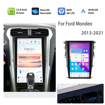 13.6 colių Jutiklinis Ekranas Automobilio Radijo Ford Mondeo 2013-2019 2020 2021 Android 11 daugialypės terpės Grotuvas, 4+64GB 2 Din Galvos vienetas Stereo