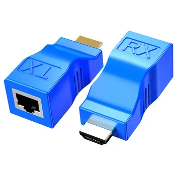 2Pack HDMI Plėstuvas,RJ45 HDMI Konverteris Kartotuvas Virš Cat 5E / 6 1080P Iki 30M Extender HDTV PS4 STB 2K 4K