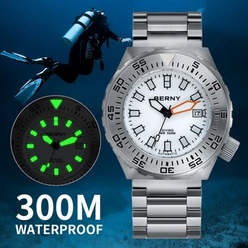 300m Vyrų Naras Žiūrėti Mechaninė Automatinė Laikrodžius Vyrų Data Vandeniui Super Šviesos Safyras Sportas, Nardymas Laikrodžiai 30ATM