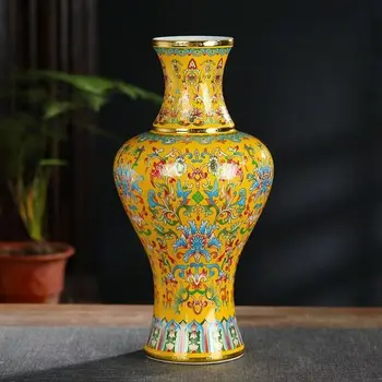 37cm Jingdezhen Senovinių Keramikos Emalio Spalvos Vaza Gėlių kompozicijų Kinų Stiliaus Namo, Gyvenamasis Kambarys, Apdaila ir Puošyba