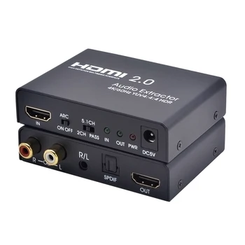 4K 60HZ HDMI į HDMI su Garso KAMPO Optinis Toslink SPDIF + 3.5 mm/RCA Stereo su 2/5.1 CH YUV4:4:4 HDMI Audio Extractor