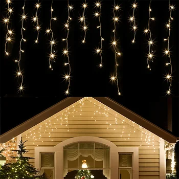 4M 8M Kalėdinė Girlianda LED Užuolaidų Varveklis String Žibintai Ašaros 0,6 m, Užuolaidų Pasakų Šviesos Šventė Naujų Metų Pastoge Šviesos Girlianda