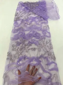 5 Metrų Mados Elegantiškas Rankų darbo Zawalcowany Tiulio, Nėrinių Audinys 2023 Aukštos Kokybės prancūzų Nuotakos ilgai vestuvės dress