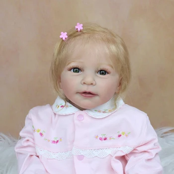 55 CM 3D-Dažų Odos Minkštas Silikoninis Reborn Baby Doll Turi kraujagysles ir Gniewny Tikroviška Šviesūs Lisa Dress Up Mergina Žaislas