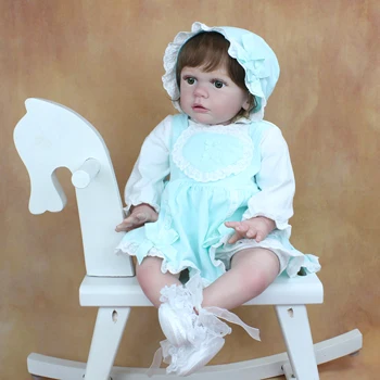 60 CM 3D-Dažų Odos Minkštas Silikoninis Reborn Baby Doll Girl Medžiaga Kūną Kaip tikra Princesė Bamblys Žaislas Dress Up Bebe Gyvas