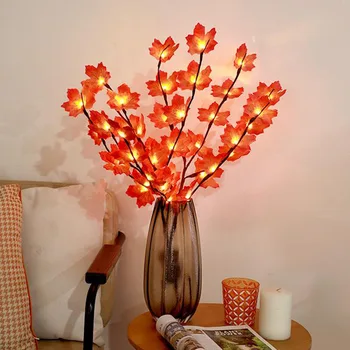 73cm 20 LED Modeliavimas Klevo Lapai Filialas Šviesos Romantiška Vaza Užpildas Gėlių Gluosnio Šakos Šviesos Kalėdų Dekoro Lempos