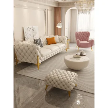 Amerikos prabangus odinis užtrauktuko sofa-lova, gyvenamasis kambarys kartu post-modernus paprasta dydis butas dizaineris įžymybė internete