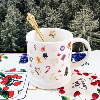 Amerikos puodelis didelės talpos aukso Kalėdų keramikos sniego pusryčiai pieno arbatos puodelio creative vandens puodelį gėrimo, priedai