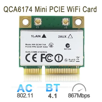 Atheros QCA6174 mini pcie 2.4 G/5G 1200Mbps Dual band wifi tinklo plokštė 802.11 AC belaidžio ryšio adapteris + BT 4.1