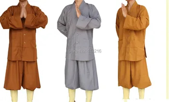 Aukščiausios kokybės Rudenį&Pavasario Budistų Vienuolis Medvilnės drabužių rinkiniai kovos menų meditacija uniformas Budizmas kostiumai kung fu nustatyti 3colors