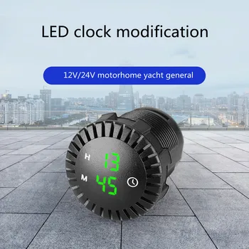Automobilių Skaitmeninis Laikrodis, atsparus Vandeniui 12V/24V Automobilių Automobilių Valtis Motociklo 24 valandos Jutiklinis LED Ekranas Elektroninis Laikrodis