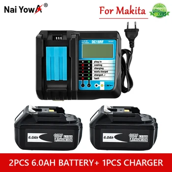 Batterie Li-Ion Įkrovimo Makita 18V 6Ah remplacement supilkite MAKITA BL1880, BL1860, bl1830, avec chargeur 4A