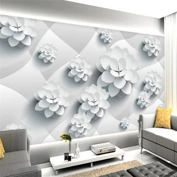 beibehang Baltos gėlės pasirinktinius nuotraukų sienos freskos 3d sienų dokumentai namų dekoro gamtos grožio kraštovaizdį didelis tapetai, sienų ir 3 d
