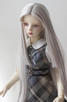 BJD doll perukas tinka 1-3 1-4 dydžio aukštos temperatūros šilko perukas suskirstyti į juoda ir balta butas ilgų tiesių plaukų lėlės acces