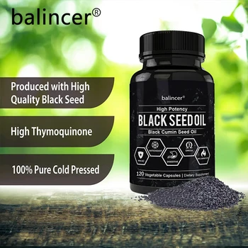 Black Seed Oil Kapsulės paramos plaukų, odos, kvėpavimo, virškinimo ir bendrą sveikatą, stiprinti imunitetą ir kovoti uždegimas