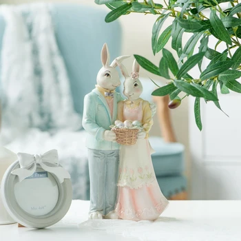 Creative Vestuvių Pora Triušių Ornamentu Sielovados Easter Bunny Sodo baldus
