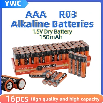 Didelės Talpos 16pcs AAA Šarminės Baterijos 3A 1.5 V R03 aaa Anglies Sausas Baterija E92 AM4 MN2400 MX2400 pilas Nuotolinio Valdymo Žaislas