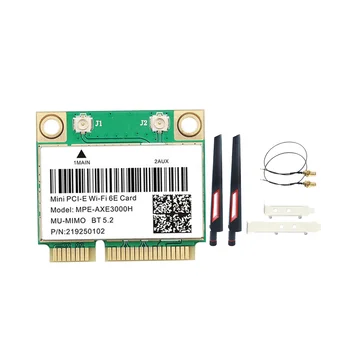DLP-AXE3000H WiFi Kortelės Adapteris+WiFi Antenos 6E 2400Mbps Mini PCI-E BT 5.2 802.11 AX 2.4 G/5G/6Ghz Wlan Tinklo plokštė