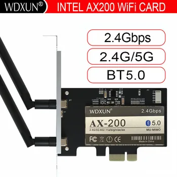 Dvigubos Juostos 2.4 Gb Belaidžio AX200NGW Tinklo Wifi PCI-E 1X Korta Intel AX200 2.4 G/5 ghz 802.11 ac/ax Wi-fi 