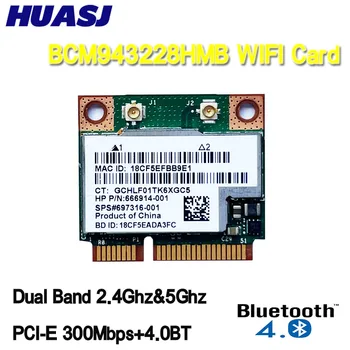 Dvigubos Juostos 300Mbps BCM943228HMB Už Bluetooth4.0 802.11 a/b/g/n Wifi Bevielio ryšio Kortelės Pusė Mini PCI-E Sąsiuvinis Wlan 2.4 G/5 ghz Adapte