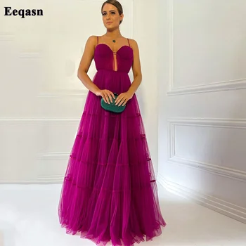 Eeqasn Elegantiškas Moteris, Vakaro Suknelės 2022 Seksualus Pakopų Tiulio Spagečiai Dirželiai Ilgai Pokylių Suknelė Klasikinis Backless Prom Chalatai