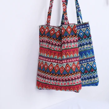 Etninio stiliaus lino maišelį nešti EKOLOGINIO pirkinių lauko drobės pečių krepšiai