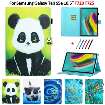 Etui Samsung Tab S5e Atveju 10 5 colių Mielas Panda Pelėda Kačių Odos Piniginės 