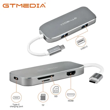 GTMEDIA 6 1 USB C HUB Tipo C Hub Ethernet Jungtis HDMI Type C Įkrovimo lizdas 2 USB3.0 Uostų SD/TF Kortelių Skaitytuvą, skirtą 