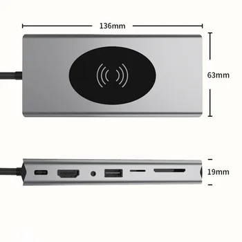HDMI suderinamus Belaidžio Įkrovimo 15 1 C Tipo STEBULĖS Dokas Docking Station USB HUB C Tipo USB 3.0 Adapteris Nešiojamas Priedai