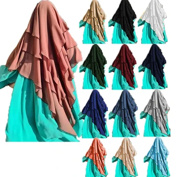 Islamo Drabužių Moterų Hijab vientisos Spalvos Patogus Triple Shayla Musulmonų K1himar Hijab Malda Drabužiai, galvos Apdangalai, Dubay Saud
