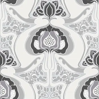 Joaquin Black Art Nouveau stiliaus Gėlių Tapetai 57.5 kv.. pėdų.
