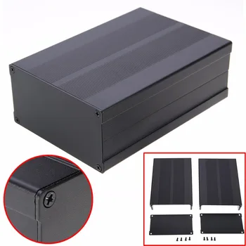 Juodos spalvos Aliuminio korpusas Atveju Elektroninių Projekto spausdintinių plokščių PCB Prietaisų Dėžutė 150x105x55mm
