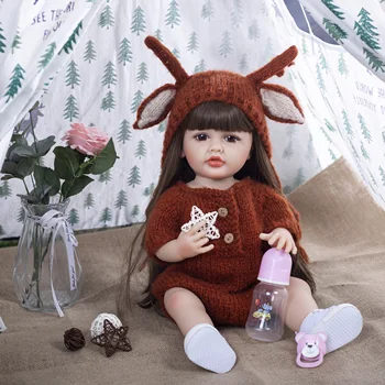 Karšto Pardavimo 22 Colių Silikono Kūno Žaislai Briedžių Princesė Kūdikių Lėlės Kawaii Baby Doll Vaikams Už Gimtadienio Dovana Žaislas