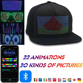 LED Hip-Hop Bžūp Šviesos Slinkimo Žinutę Ekranu Kepurės 