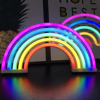 LED Neonas Pasirašyti Žibintai Rainbow Šviesos USB baterijomis, Sienų Dekoras Mergaičių, Vaikų Kambarys Vestuvių, Gimtadienio Apdaila