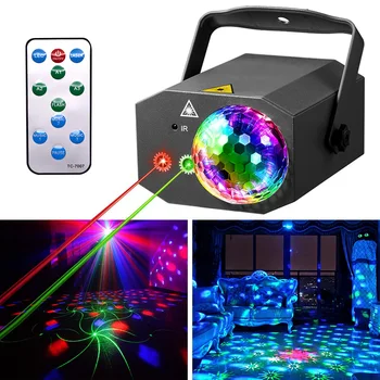 LED Šalies Šviesos DJ Disco Ball Light RGB Projektoriaus Lazerio Lempa Įjungta Garso Scenos Šviesos Nuotolinio Valdymo Blykstės Lempa Baras KTV