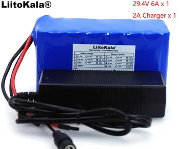 LiitoKala 24V 6Ah 7S3P 18650 Baterija 29.4 v 6000mAh BMS Elektrinis Dviratis Mopedas /Elektra/Li jonų Baterija+29.4 V 2A Įkroviklis