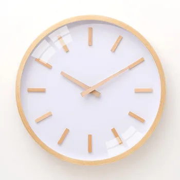 Medžio masyvo laikrodis kambarį ultra-quiet laikrodis originalios medinės sienos laikrodį, kūrybinės atmosferos tendencija Šiaurės šalių šiuolaikinio minimalistinio