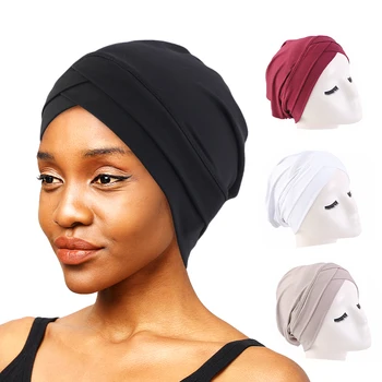 Musulmonų Hijab Turbaną Moterų Chemo Cap Plaukų Slinkimas Priežiūros Beanies Ponios Vėžio, Galvos Apdangalai, Kepurės Minkštos Vientisos Spalvos Platus Elastinės Juostos Variklio Dangčio